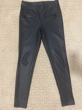 Express Black Faux Leather Leggings with Front Zip Pockets